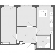 МЖК «Яковлево», планировка 2-комнатной квартиры, 57.20 м²