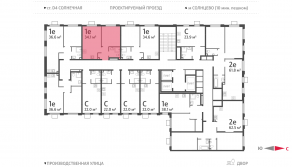 ЖК «Лучи», планировка 1-комнатной квартиры, 34.10 м²