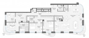 ЖК Дом «Лаврушинский», планировка 5-комнатной квартиры, 245.30 м²