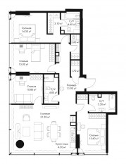 МФК «SLAVA», планировка 4-комнатной квартиры, 125.70 м²