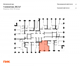 ЖК «Матвеевский парк», планировка 1-комнатной квартиры, 38.30 м²