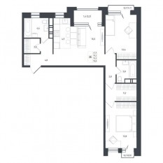 ЖК «Новая Щербинка», планировка 3-комнатной квартиры, 72.30 м²