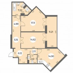 ЖК «Огни Залива», планировка 2-комнатной квартиры, 80.34 м²
