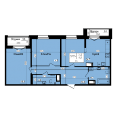 ЖК «Прагма City», планировка 2-комнатной квартиры, 84.00 м²