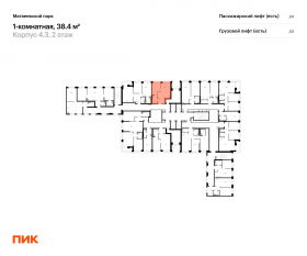 ЖК «Матвеевский парк», планировка 1-комнатной квартиры, 38.40 м²
