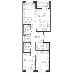 ЖК «Ultra City 3.0», планировка 3-комнатной квартиры, 83.74 м²