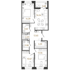 ЖК «Ultra City 3.0», планировка 3-комнатной квартиры, 82.73 м²