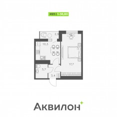 ЖК «Аквилон SKY», планировка 1-комнатной квартиры, 36.80 м²
