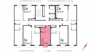 ЖК «Дмитровское небо», планировка студии, 23.11 м²