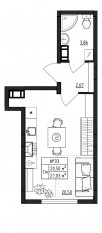 МЖК «Верево-Сити», планировка студии, 27.03 м²