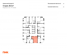 ЖК «Кавказский бульвар 51», планировка студии, 28.30 м²