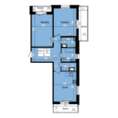 ЖК «Прагма City», планировка 2-комнатной квартиры, 86.00 м²