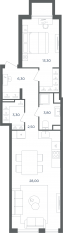 МФК «Равновесие», планировка 2-комнатной квартиры, 57.20 м²