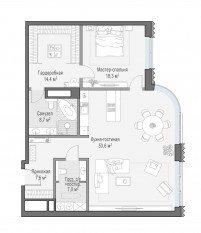 ЖК Дом «Лаврушинский», планировка 2-комнатной квартиры, 107.60 м²