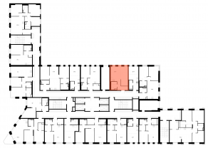 ЖК «Москворечье», планировка 1-комнатной квартиры, 35.40 м²