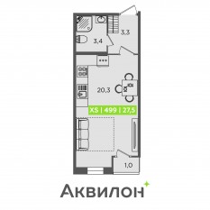ЖК «FoRest Аквилон», планировка студии, 27.50 м²