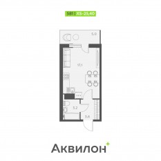 ЖК «Аквилон SKY», планировка студии, 25.40 м²