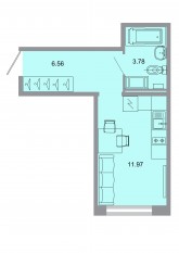 ЖК «Стороны света», планировка студии, 21.80 м²