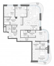 ЖК Дом «Лаврушинский», планировка 3-комнатной квартиры, 177.80 м²