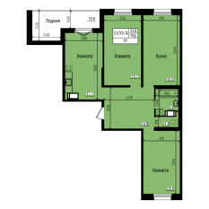 ЖК «Прагма City», планировка 3-комнатной квартиры, 97.00 м²