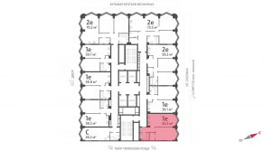 ЖК «ЗИЛАРТ», планировка 1-комнатной квартиры, 45.30 м²