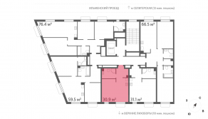 ЖК «Дмитровское небо», планировка студии, 30.90 м²
