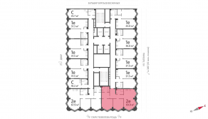 ЖК «ЗИЛАРТ», планировка 2-комнатной квартиры, 69.90 м²