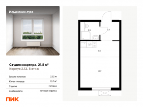 ЖК «Ильинские луга», планировка студии, 21.80 м²
