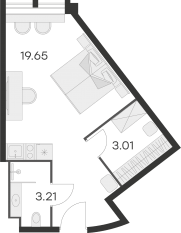 Апарт-комплекс «GloraX Заневский», планировка студии, 32.40 м²