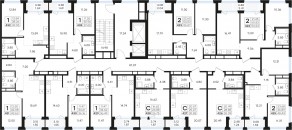 ЖК «GloraX Парголово», планировка 2-комнатной квартиры, 56.57 м²