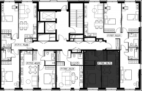 ЖК «Селигер Сити», планировка 1-комнатной квартиры, 39.70 м²