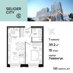 ЖК «Селигер Сити», планировка 1-комнатной квартиры, 39.26 м²