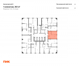 ЖК «Кронштадтский 9», планировка 1-комнатной квартиры, 36.10 м²