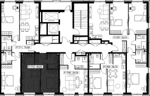 ЖК «Селигер Сити», планировка 1-комнатной квартиры, 40.03 м²