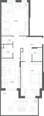 МФК «Равновесие», планировка 3-комнатной квартиры, 73.50 м²