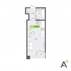 ЖК «FoRest Аквилон», планировка студии, 24.90 м²