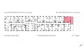 ЖК «Обручева 30», планировка 1-комнатной квартиры, 44.90 м²
