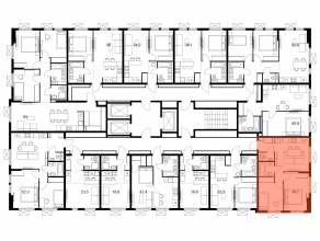 ЖК «Ярославский квартал», планировка 2-комнатной квартиры, 48.10 м²