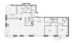 ЖК Дом «Лаврушинский», планировка 4-комнатной квартиры, 204.80 м²