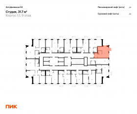 ЖК «Алтуфьевское 53», планировка студии, 31.70 м²