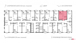 ЖК «Лучи», планировка 1-комнатной квартиры, 33.10 м²