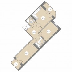 ЖК «Огни Залива», планировка 2-комнатной квартиры, 68.94 м²
