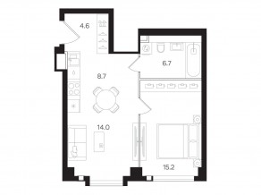 ЖК «Мангазея на Тульской», планировка 1-комнатной квартиры, 49.20 м²