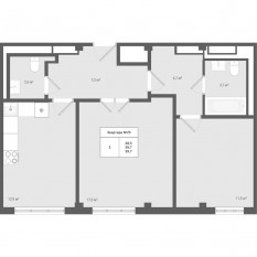 МЖК «Яковлево», планировка 2-комнатной квартиры, 59.70 м²