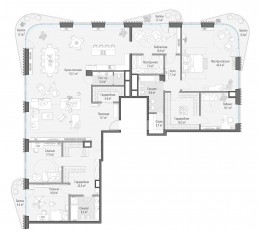 ЖК Дом «Лаврушинский», планировка 5-комнатной квартиры, 323.70 м²
