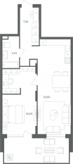 МФК «Равновесие», планировка 2-комнатной квартиры, 49.60 м²