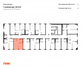 ЖК «Волжский парк», планировка 1-комнатной квартиры, 32.40 м²