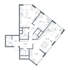 ЖК «iLove», планировка 4-комнатной квартиры, 128.40 м²