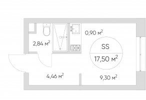 Апарт-комплекс «N'ice loft», планировка студии, 17.50 м²