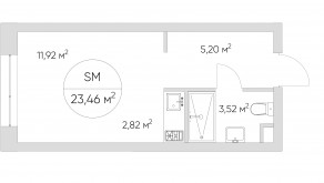 Апарт-комплекс «N'ice loft», планировка студии, 23.60 м²